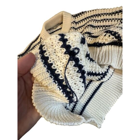 Lara  Knit Women's Striped Pullover Sweater Cream & Navy Long Sleeve size M - Picture 11 of 11